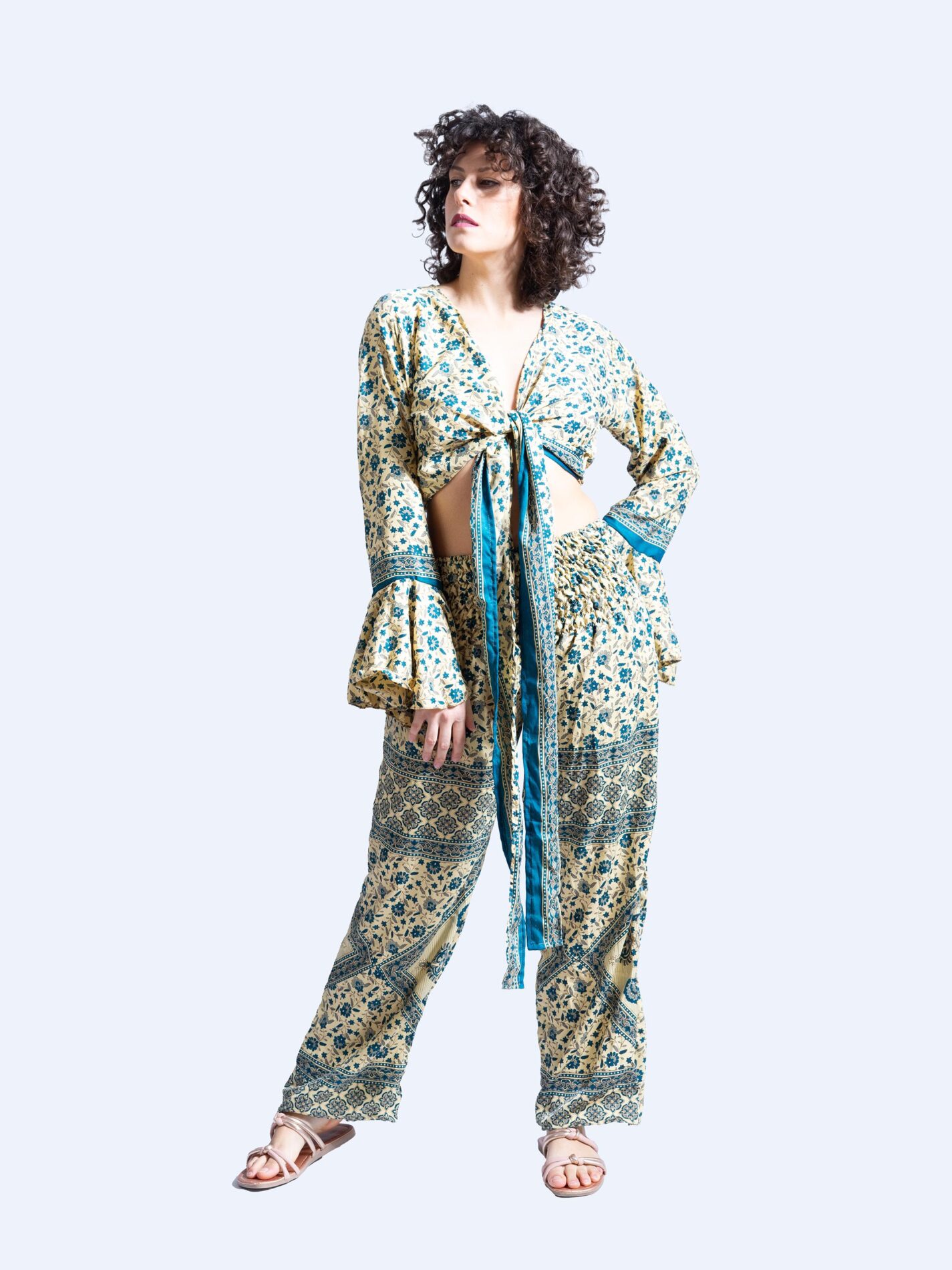 Wrap Top e Pantalone panna – Punjabi