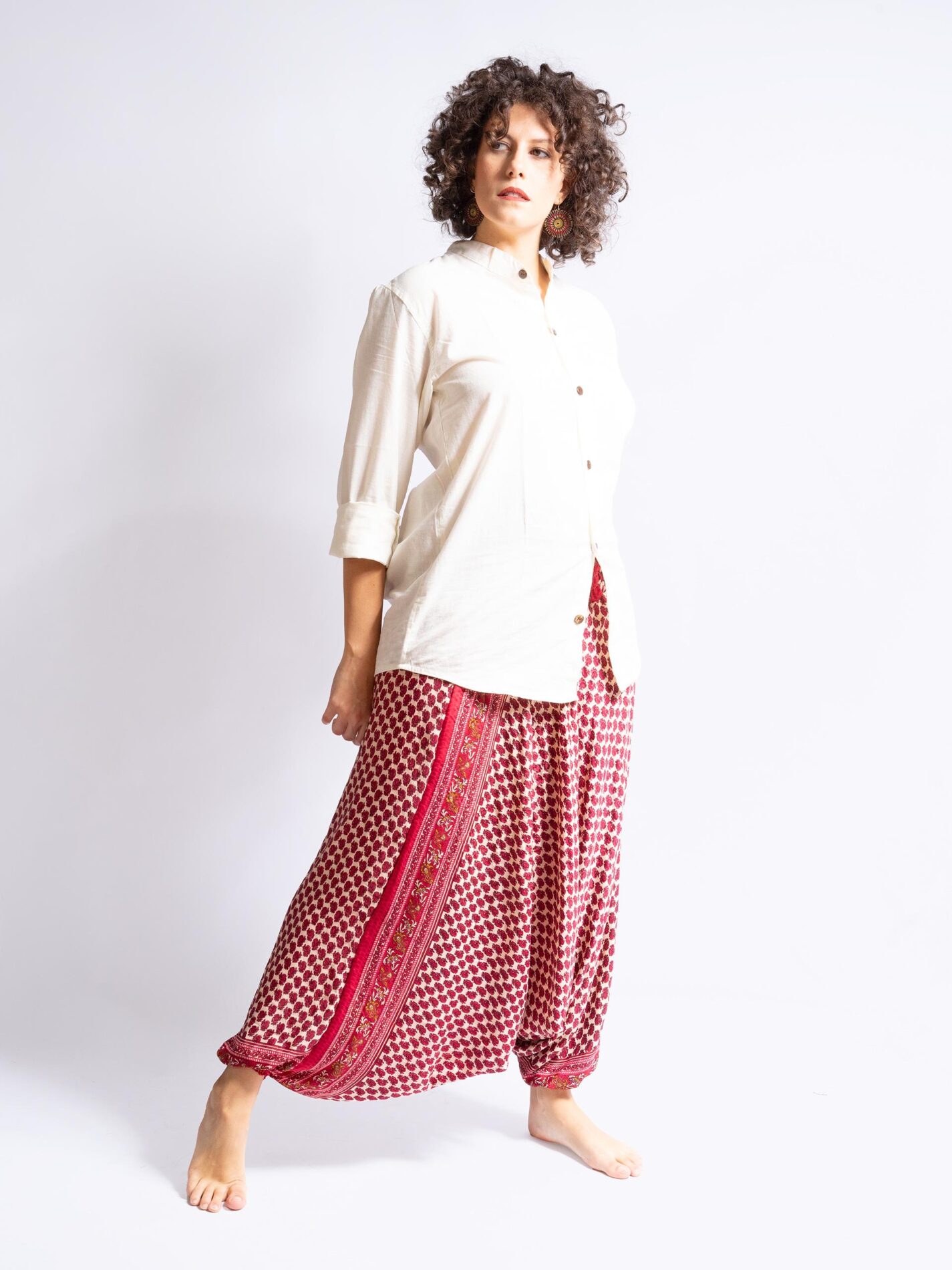 Pantalone afgano bianco e rosso – Goa