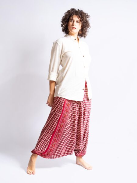 Pantalone afgano bianco e rosso – Goa