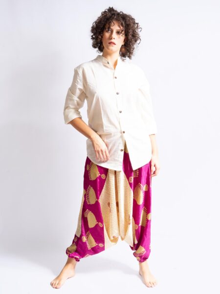Pantalone afgano panna e viola – Goa