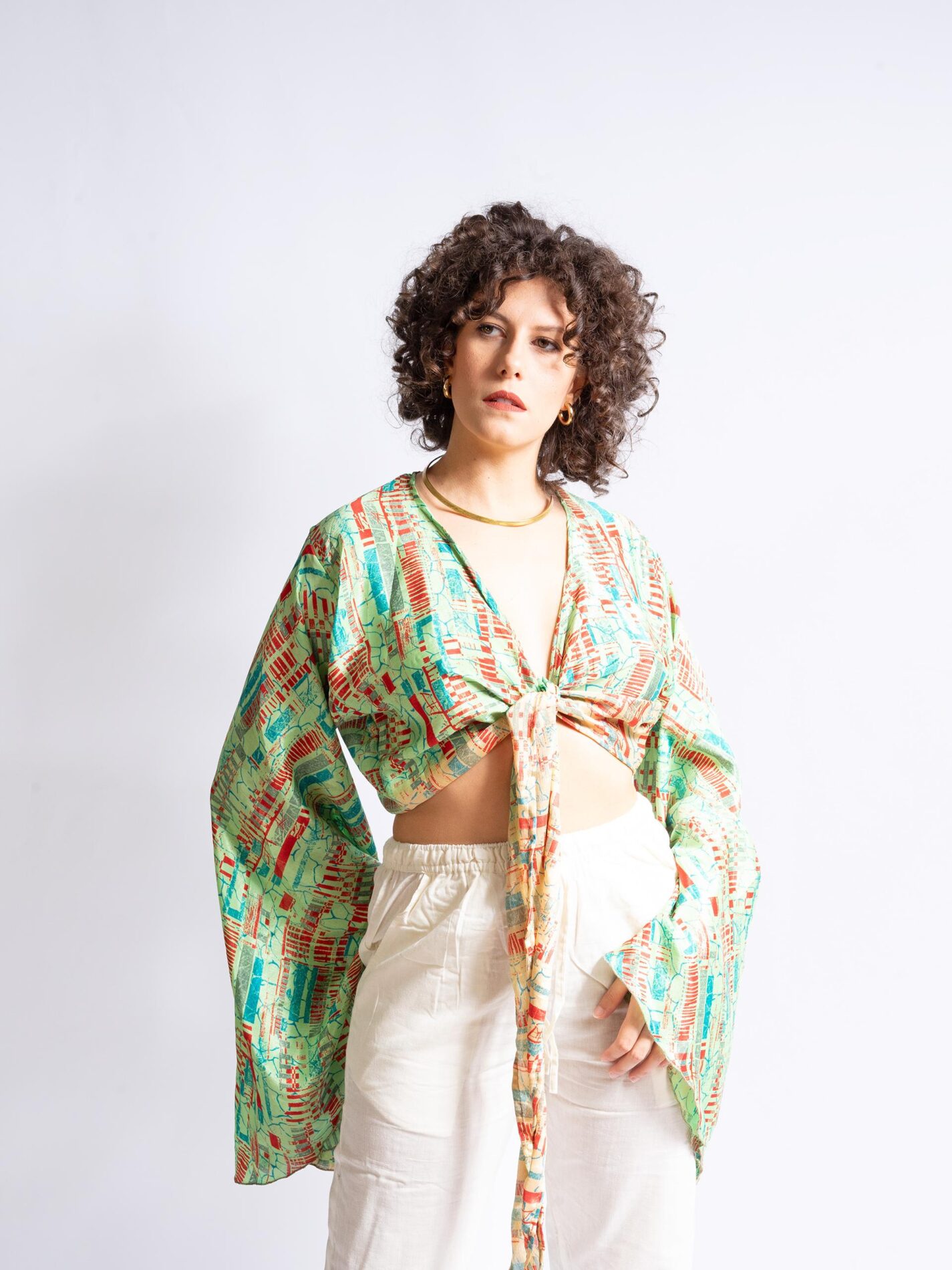 Wrap Top Manica larga verde chiaro – Gandhi