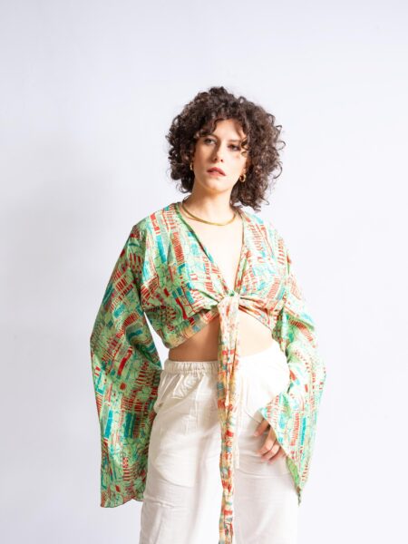 Wrap Top Manica larga verde chiaro – Gandhi