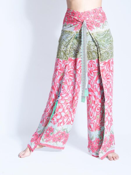 Wrap around Trouser verde e rosa – Jain (2)