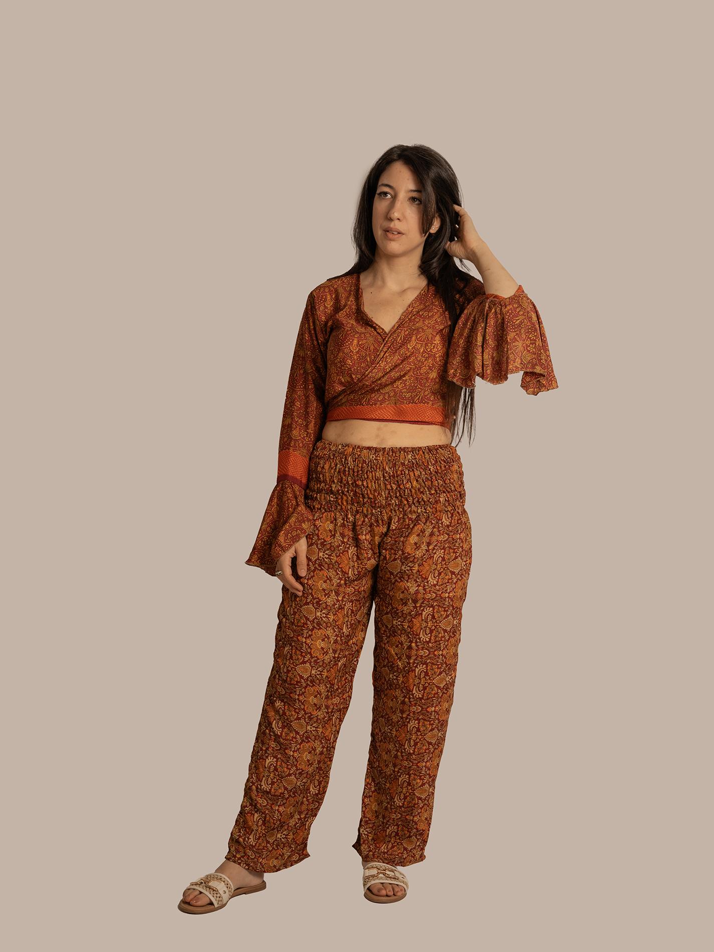 Wrap Top e Pantalone arancione – Punjabi