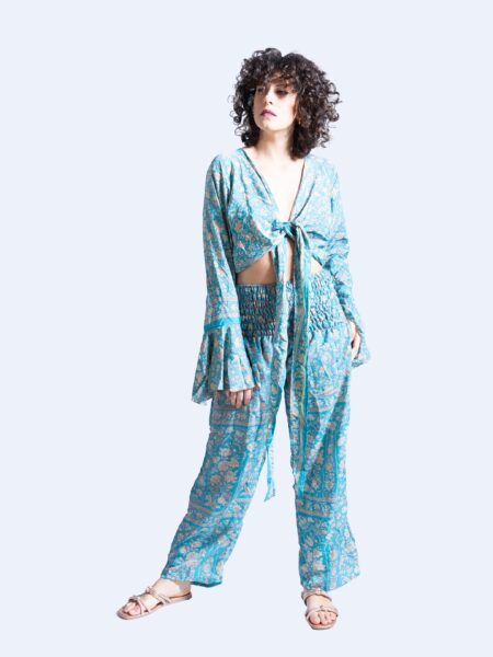 Wrap Top e Pantalone celeste – Punjabi