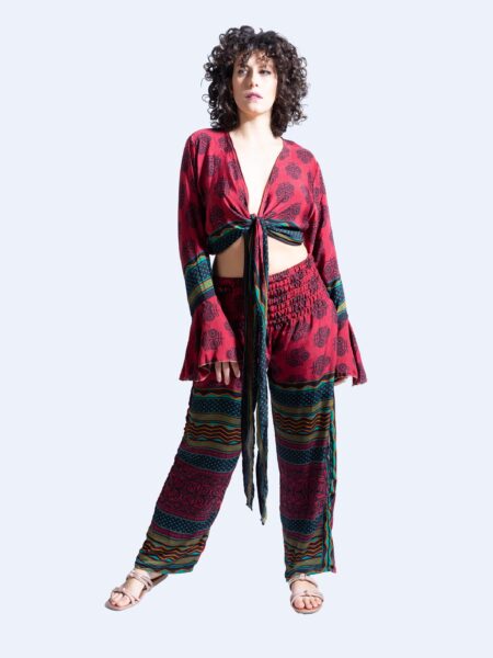 Wrap Top e Pantalone rosso – Punjabi