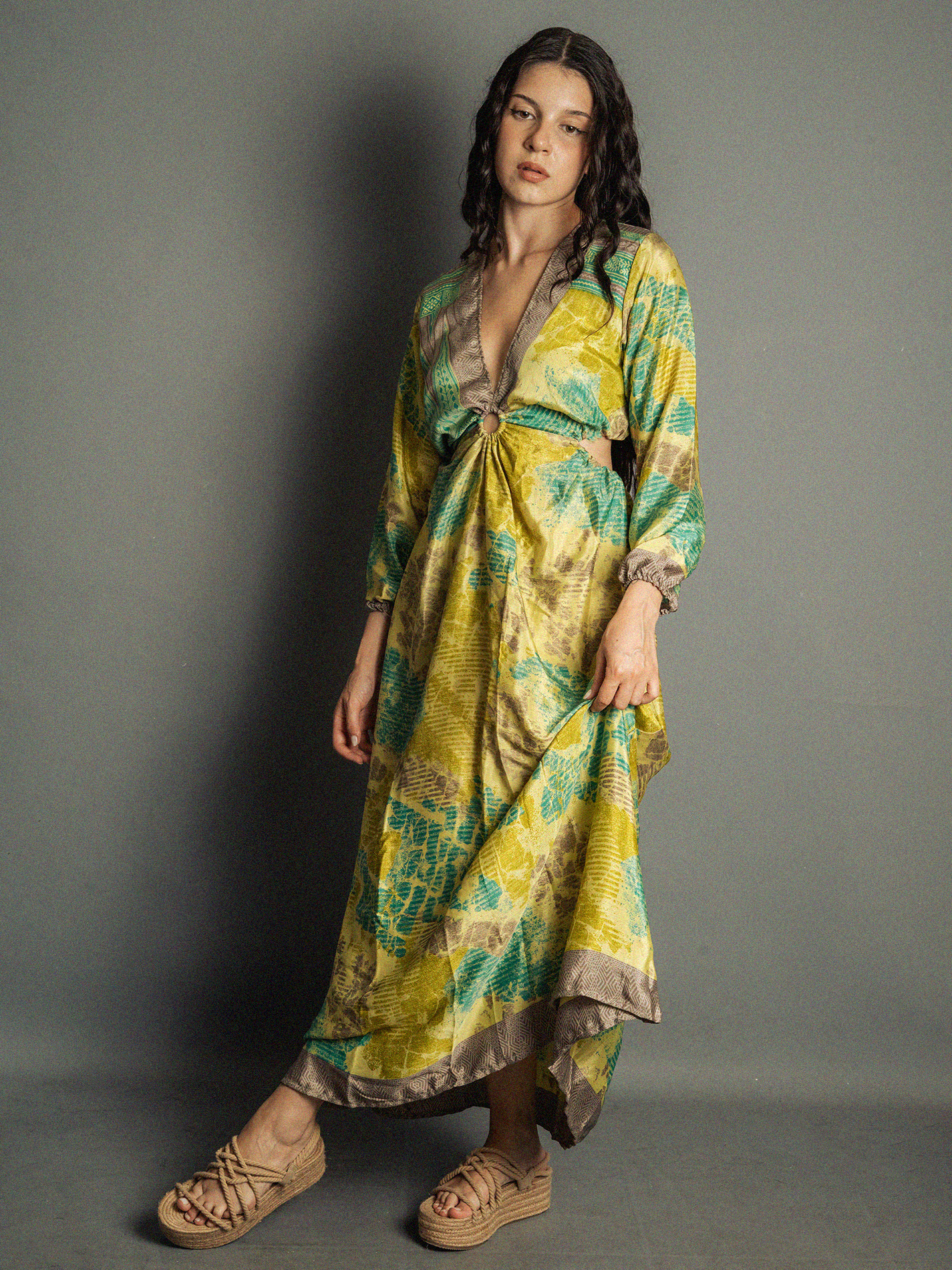 Abito Lungo con Anello giallo e verde - Orissa