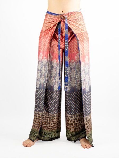 Wrap around Trouser blu e salmone - Jain (2)
