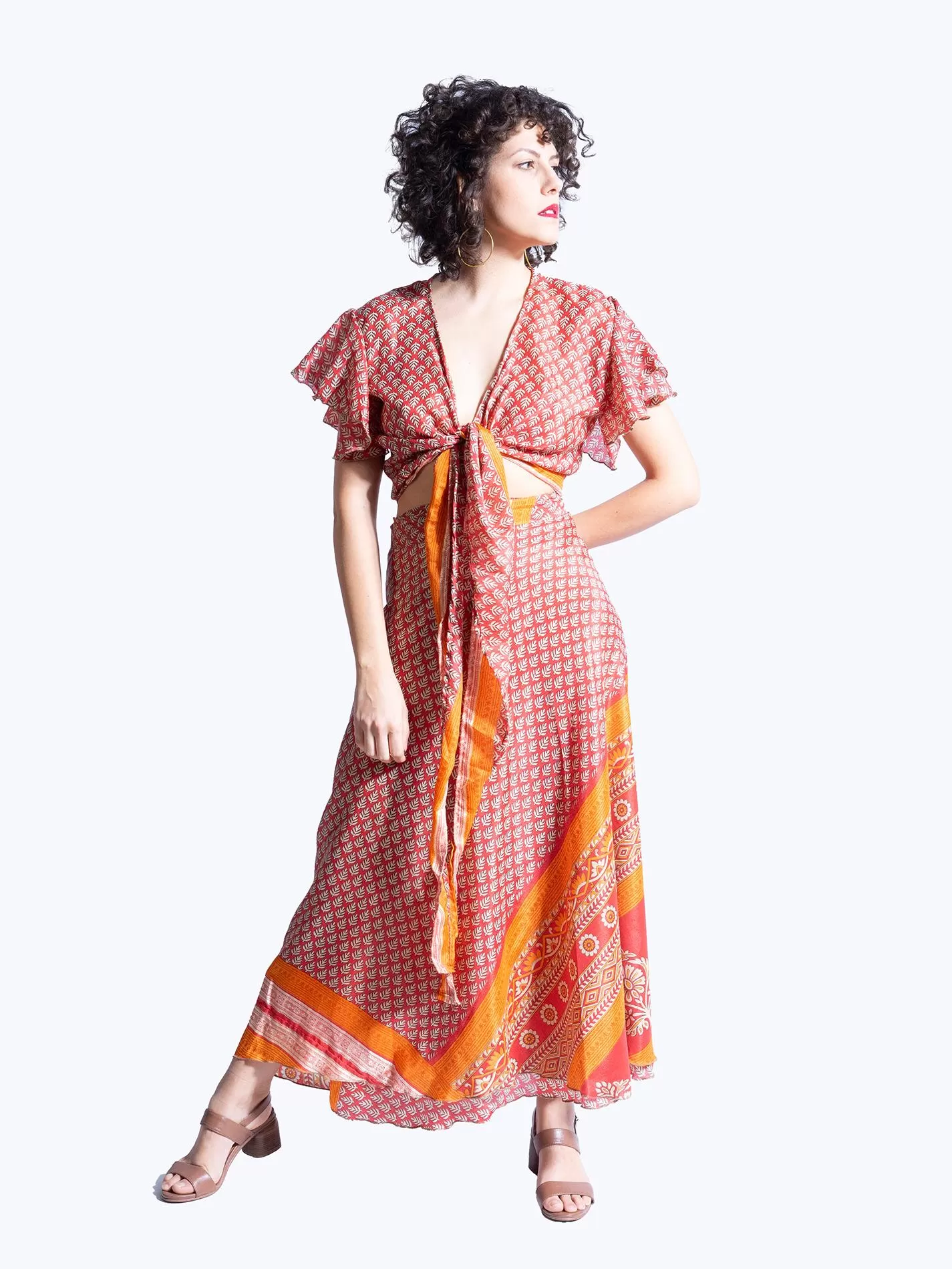 Wrap top e Gonna a Portafoglio rosso - Manali