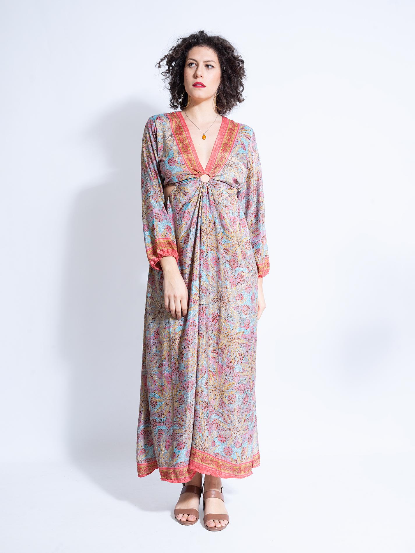 Abito Lungo con Anello celeste e rosso - Orissa