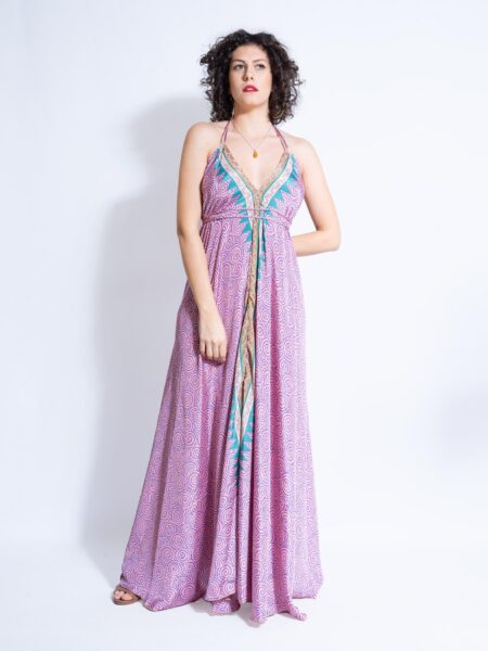 Abito etnico lungo rosa – Delhi