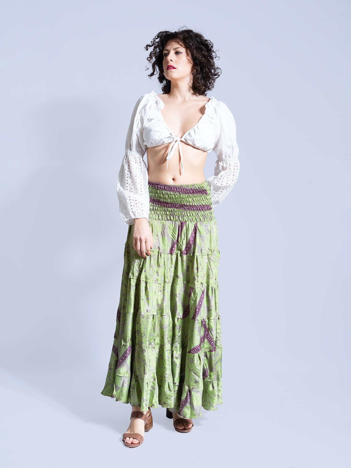 Gonna etnica a balze verde – Hippie