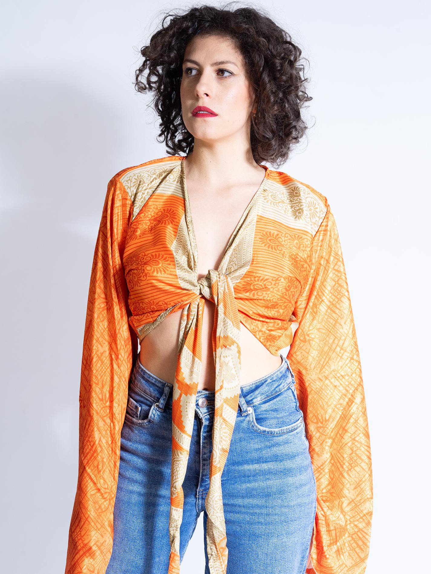 Wrap Top Manica larga arancione – Gandhi