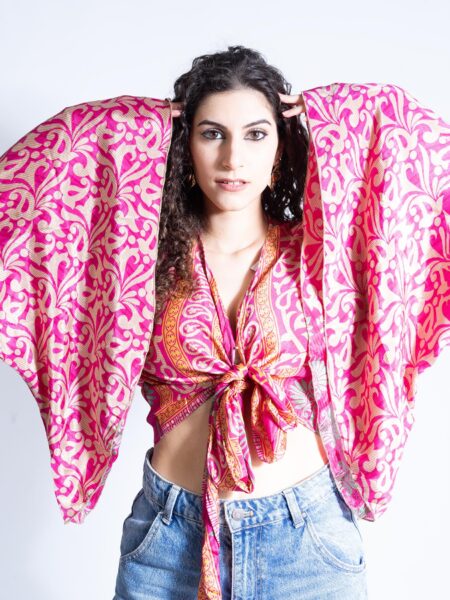 Wrap Top Manica larga fucsia – Gandhi