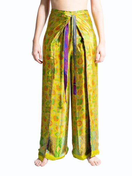 Wrap around Trouser blu e giallo - Jain (2)