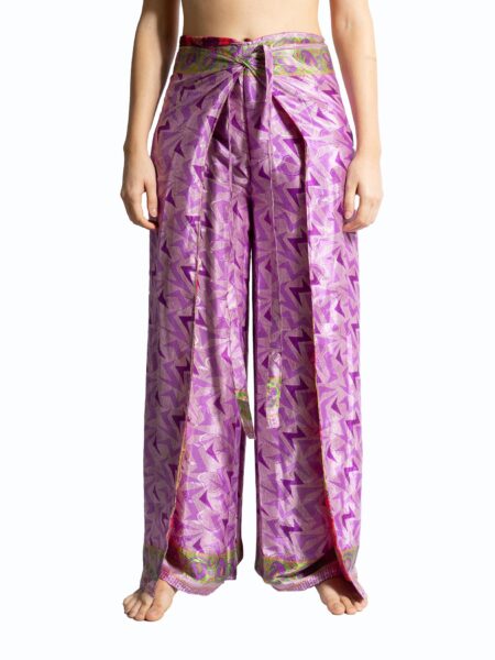 Wrap around Trouser ocra rosso e lilla- Jain (2)