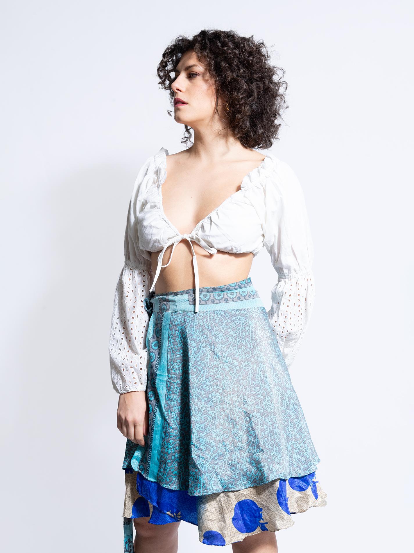 Mini Gonna etnica a portafoglio blu – Shiva