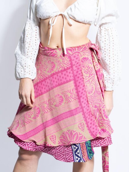 Mini Gonna etnica a portafoglio rosa – Shiva