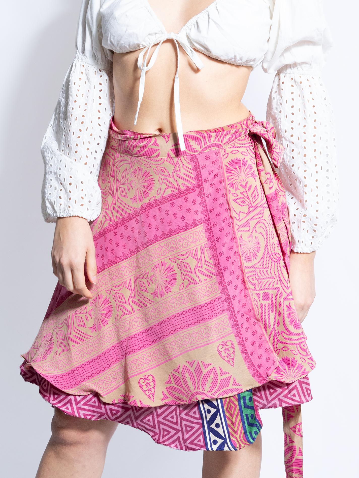 Mini Gonna etnica a portafoglio rosa – Shiva