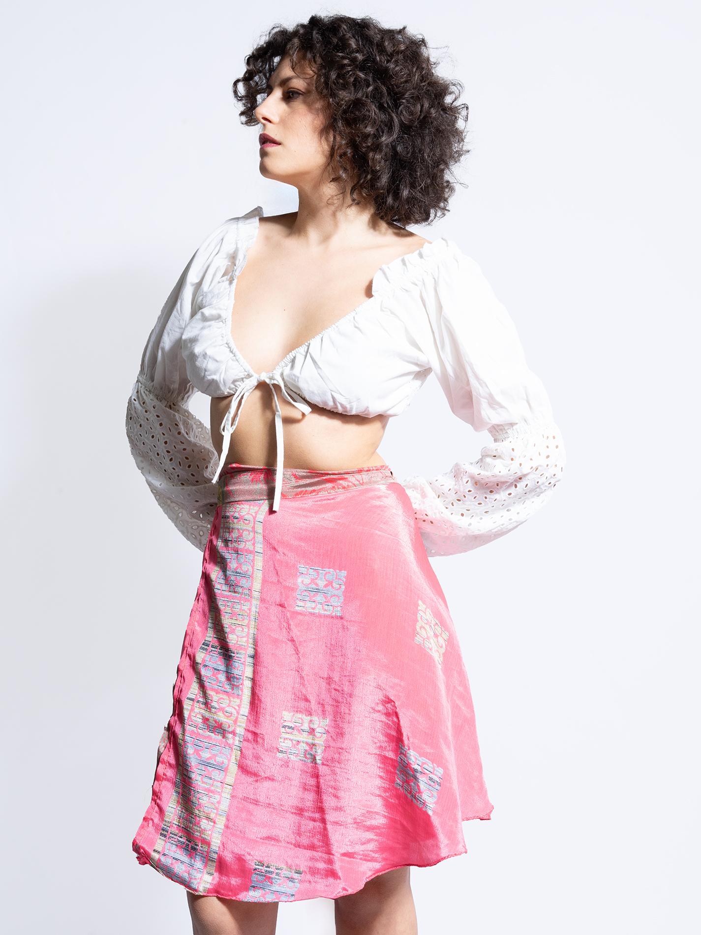 Mini Gonna etnica a portafoglio rosa – Shiva