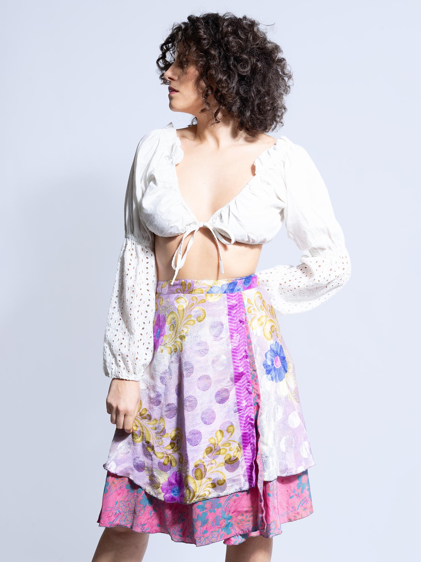 Mini Gonna etnica a portafoglio rosa – Shiva