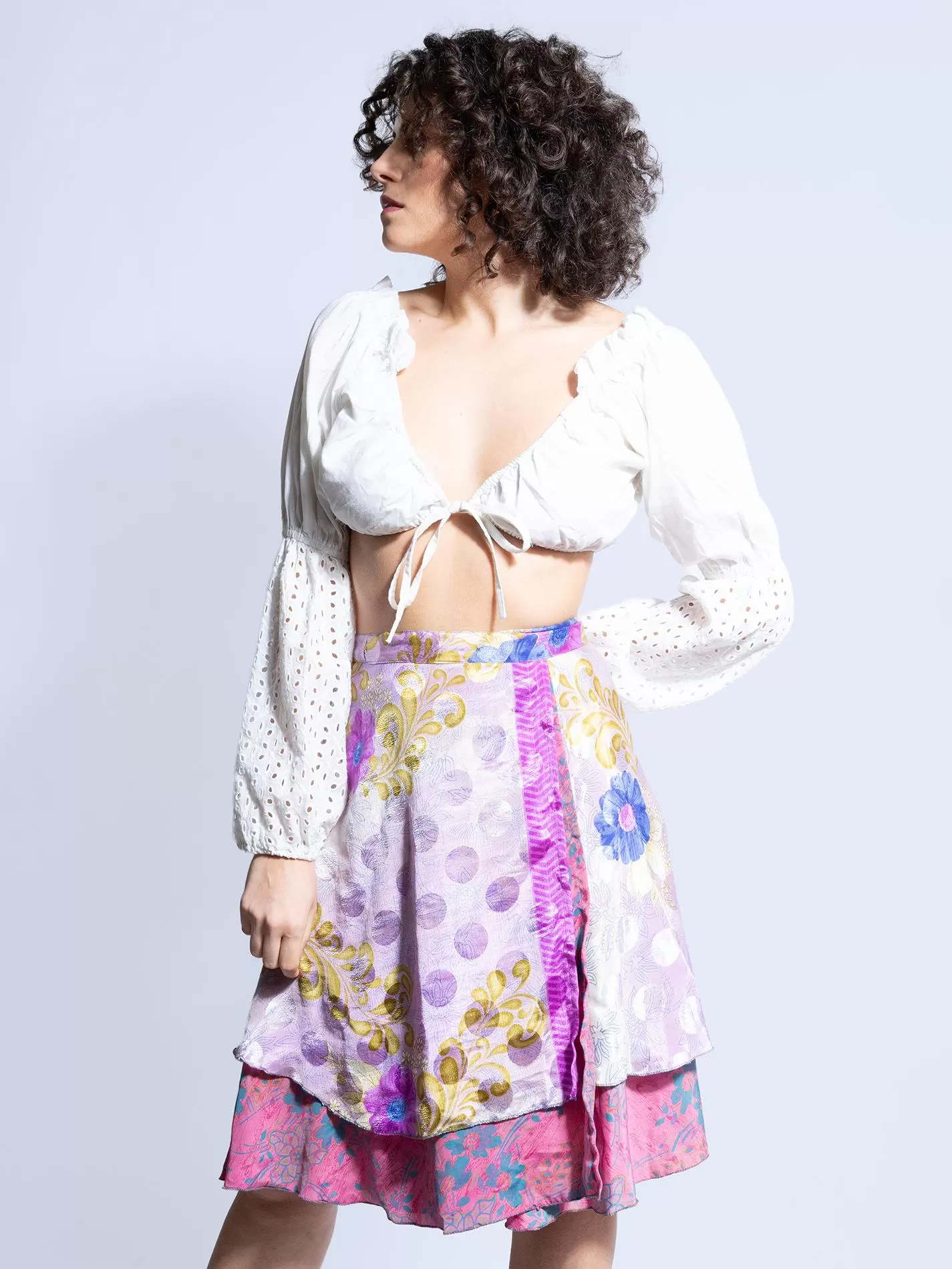 Mini Gonna etnica a portafoglio rosa – Shiva