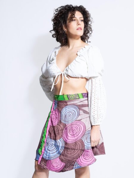 Mini Gonna etnica a portafoglio viola – Shiva (2)