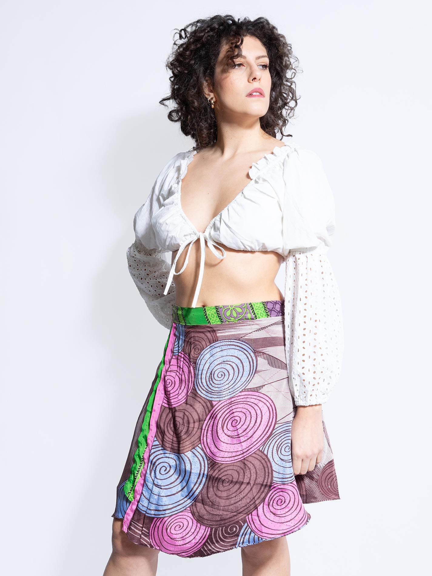 Mini Gonna etnica a portafoglio viola – Shiva