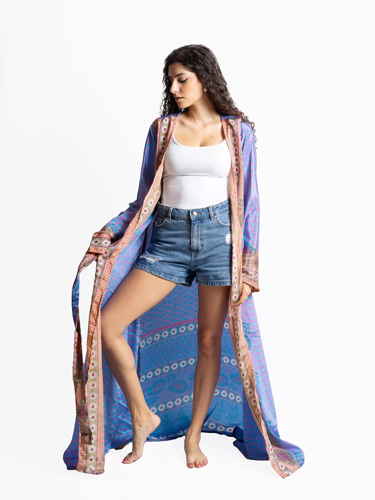 Kimono aperto azzurro - Gujarat