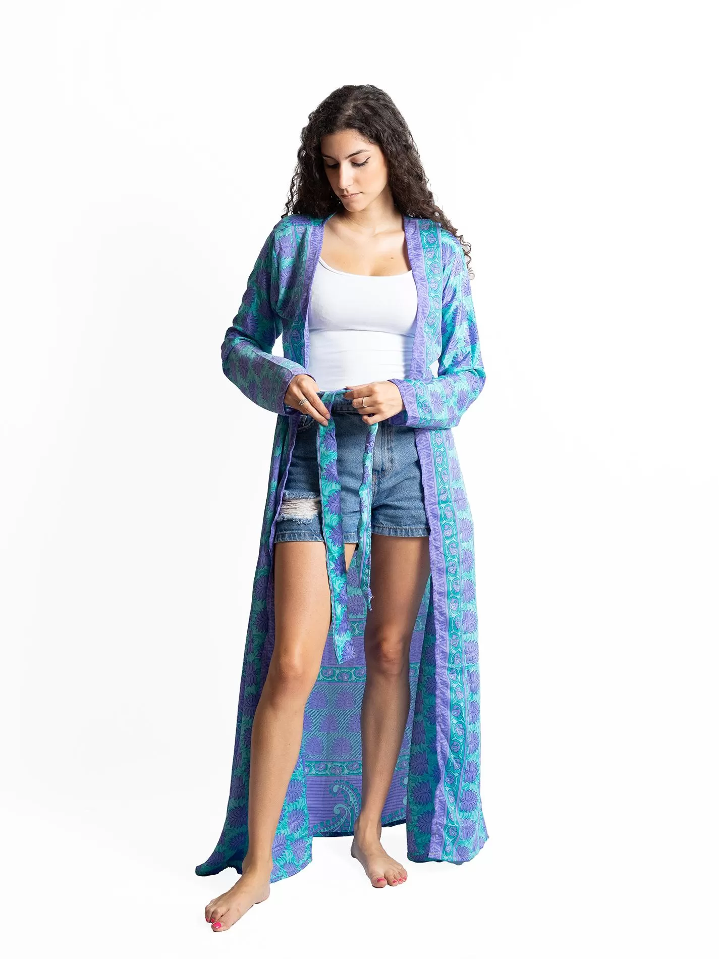 Kimono aperto celeste - Gujarat