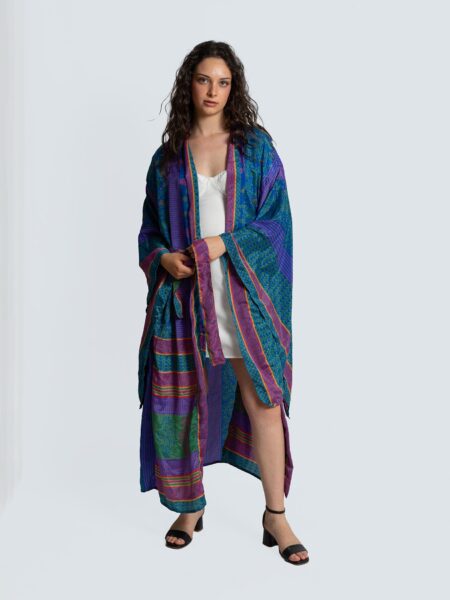 Kimono Manica Larga blu e verde - Surat
