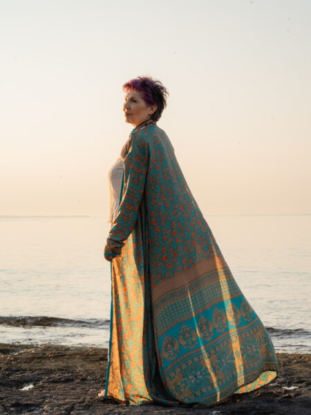 Kimono aperto fiori - Gujarat