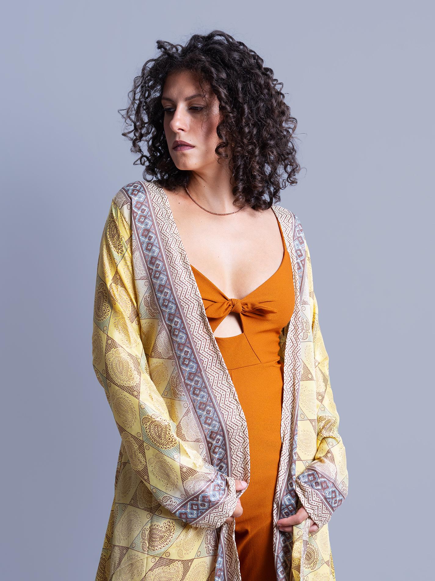 Kimono aperto giallo - Gujarat