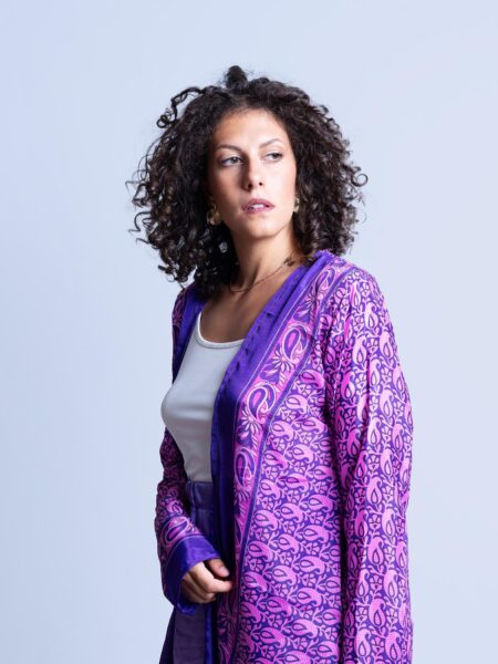 Kimono aperto lilla e blu - Gujarat (2)