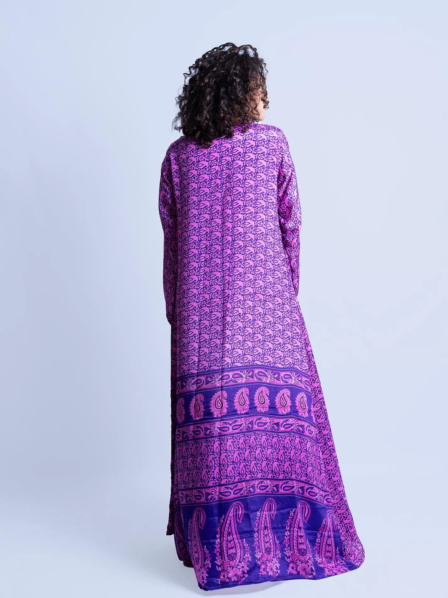 Kimono aperto lilla e blu - Gujarat