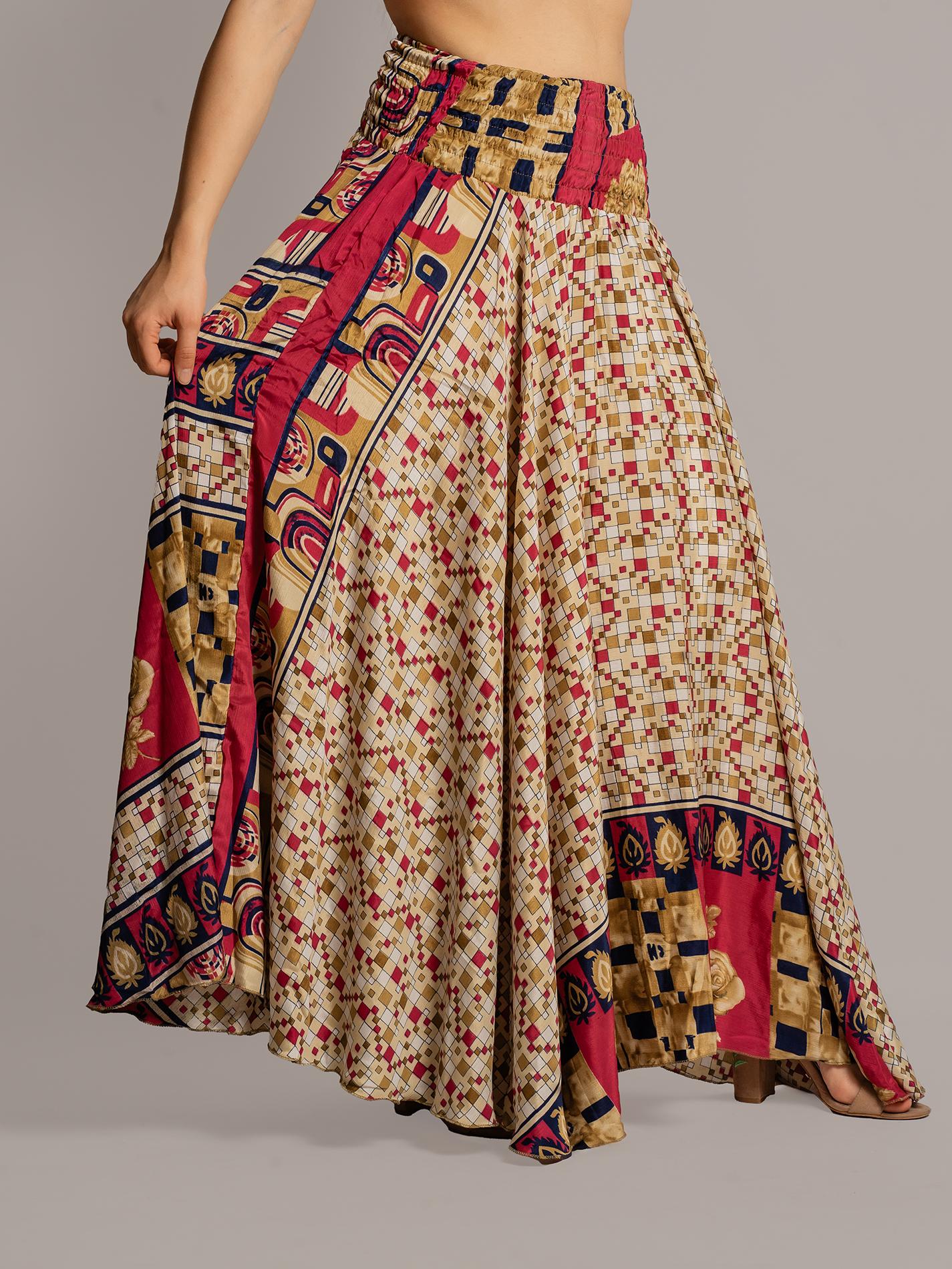 Gonna etnica ocra e rosso – Calcutta