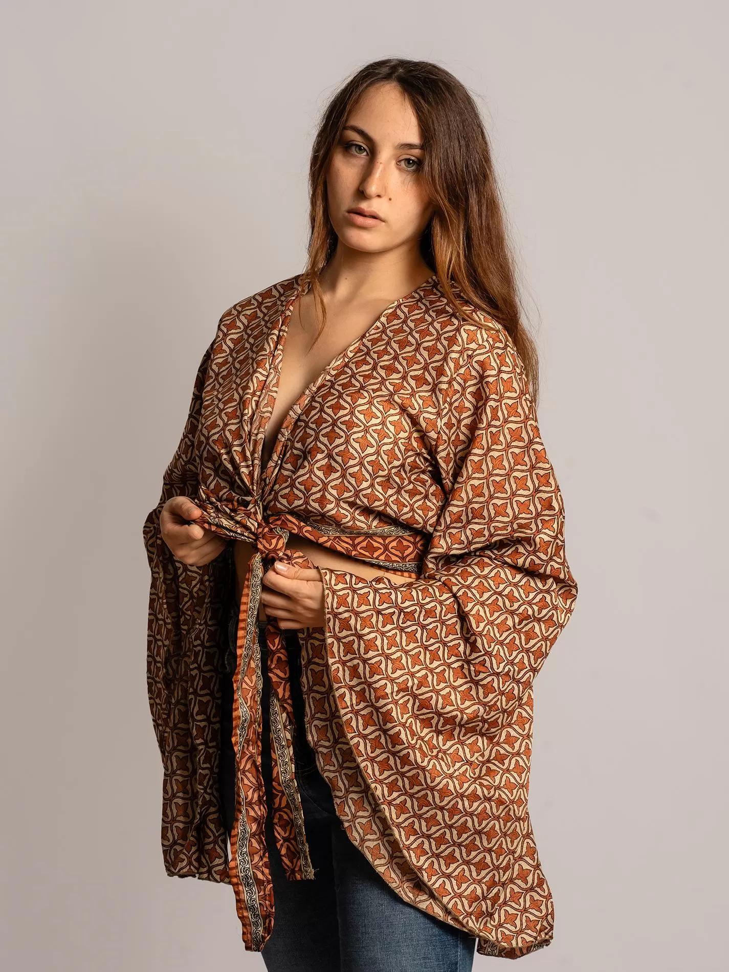 Wrap Top Manica larga arancione – Gandhi