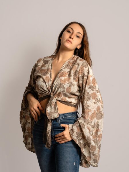 Wrap Top Manica larga fiori – Gandhi