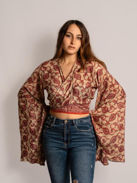 Wrap Top Manica larga linee – Gandhi
