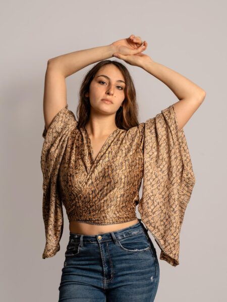 Wrap Top Manica larga marrone – Gandhi