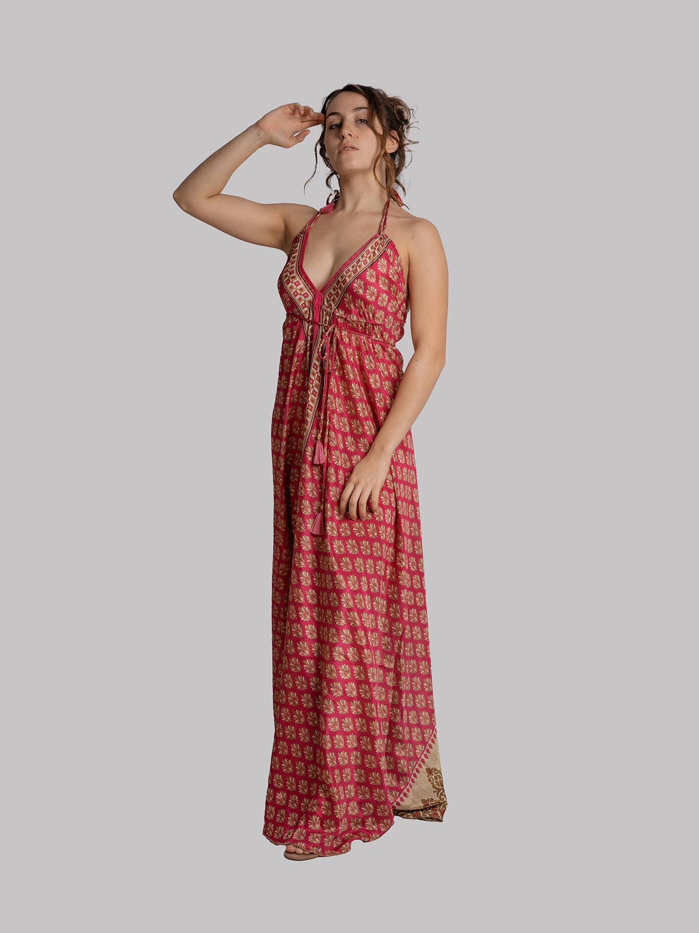 Abito etnico lungo cremisi – Delhi