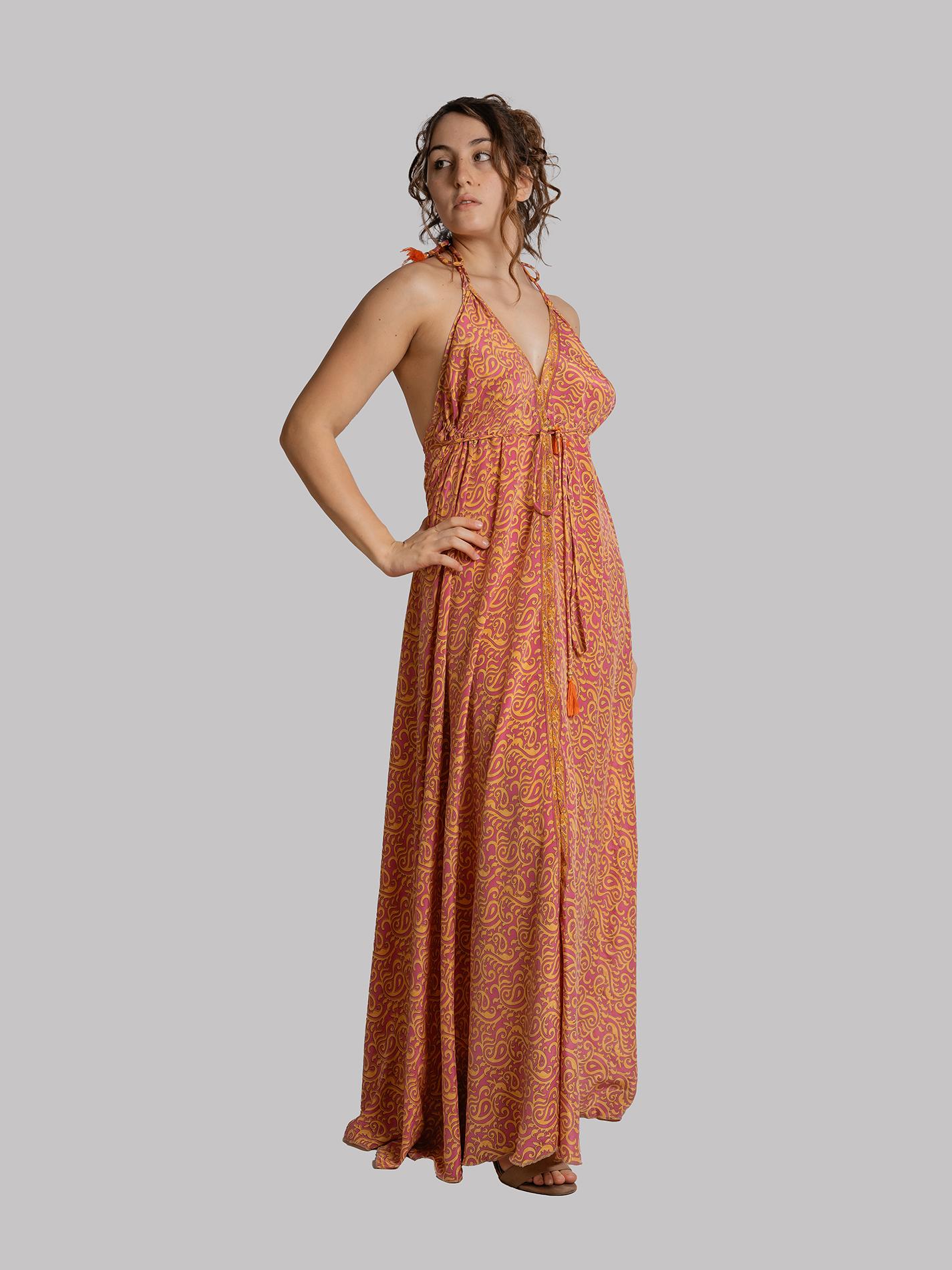 Abito etnico lungo fantasia astratta – Delhi