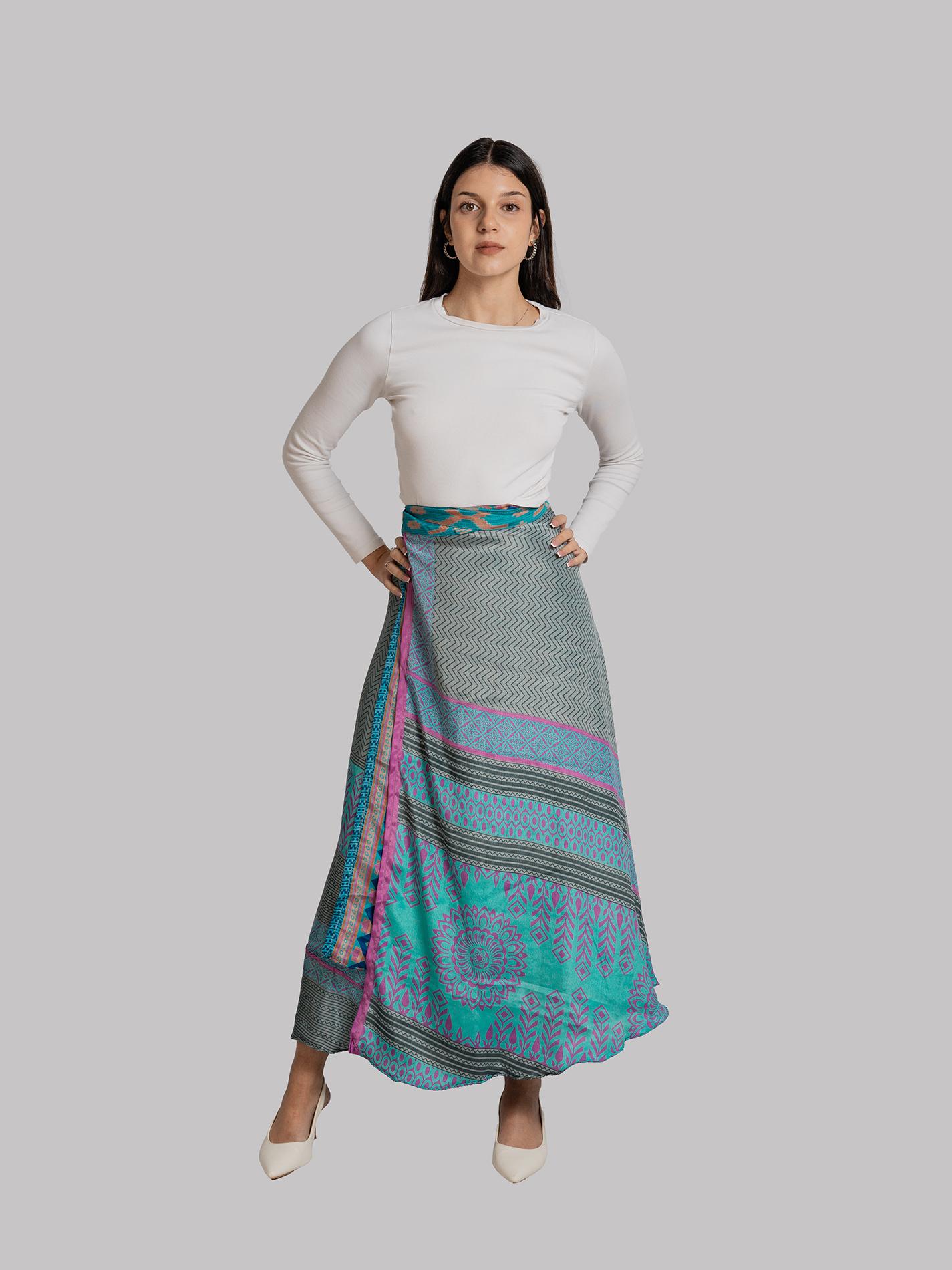 Gonna etnica lunga a portafoglio azzurro – India