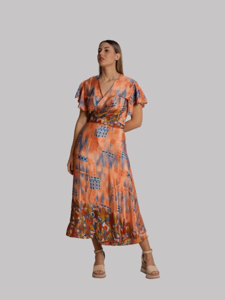 Wrap top e Gonna a Portafoglio arancione - Manali