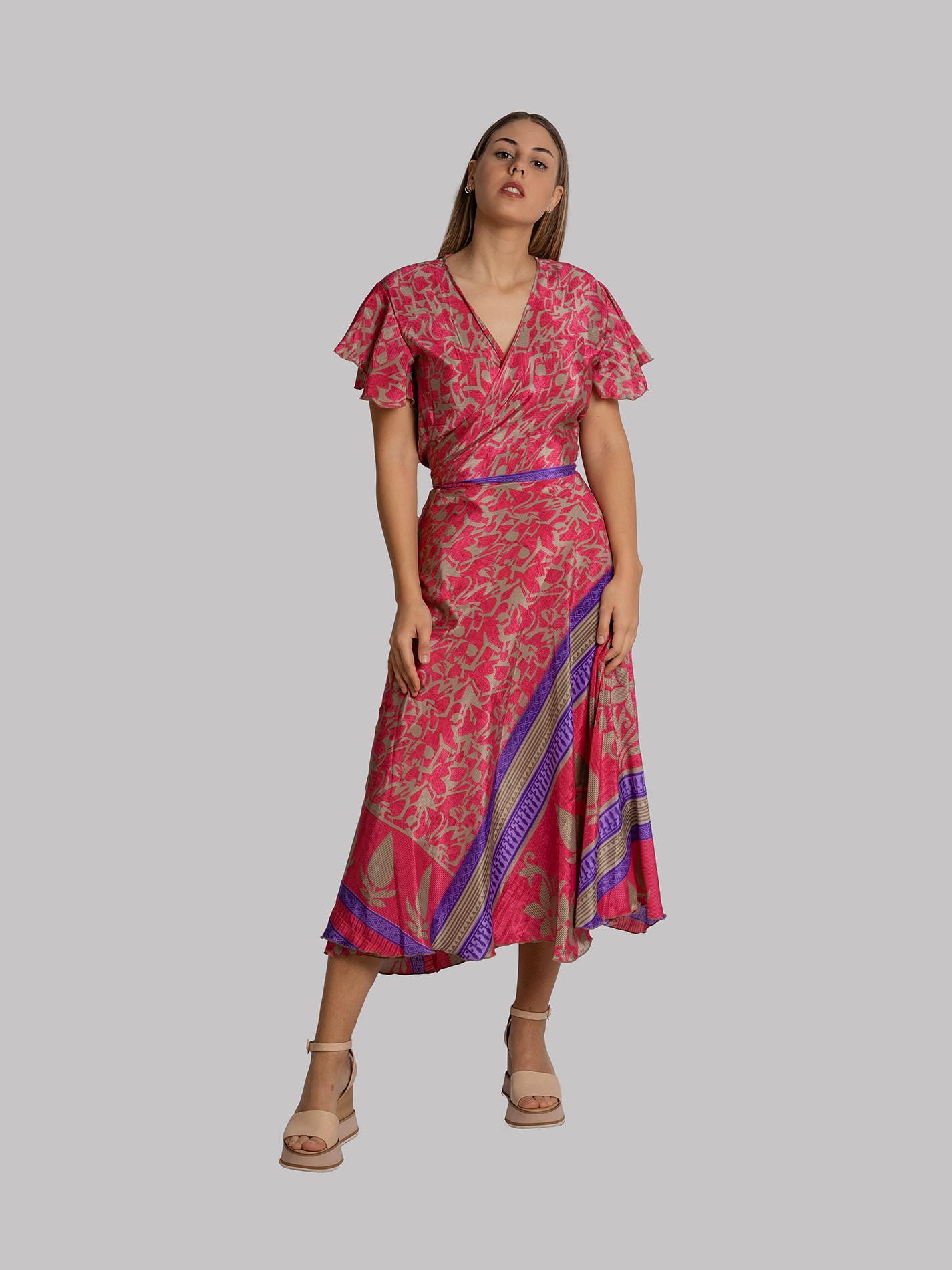 Wrap top e Gonna a Portafoglio cremisi - Manali