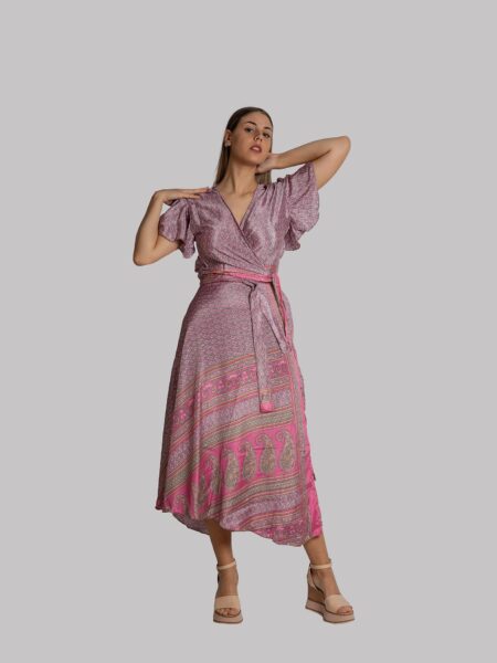 Wrap top e Gonna a Portafoglio rosa - Manali