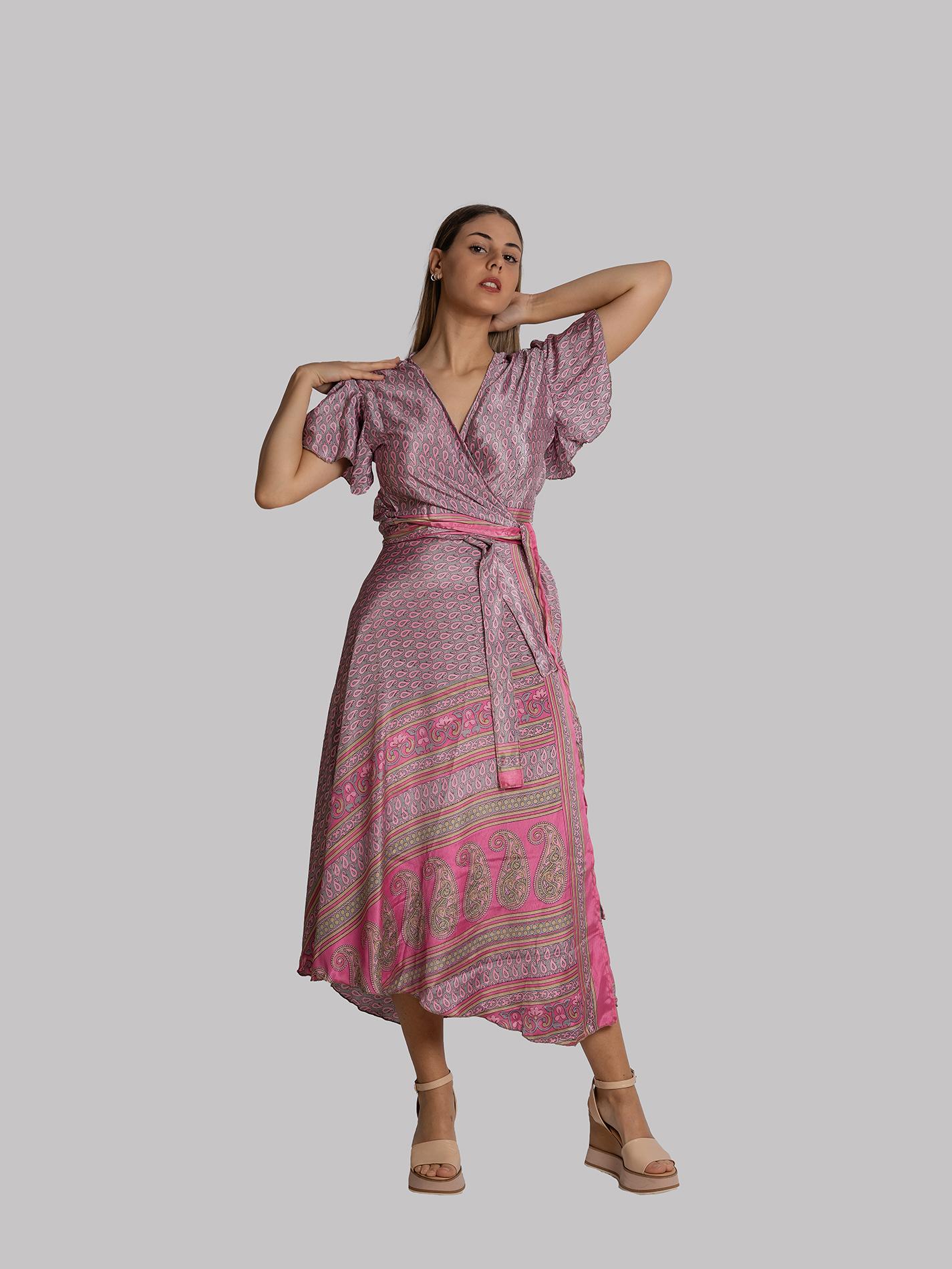 Wrap top e Gonna a Portafoglio rosa - Manali