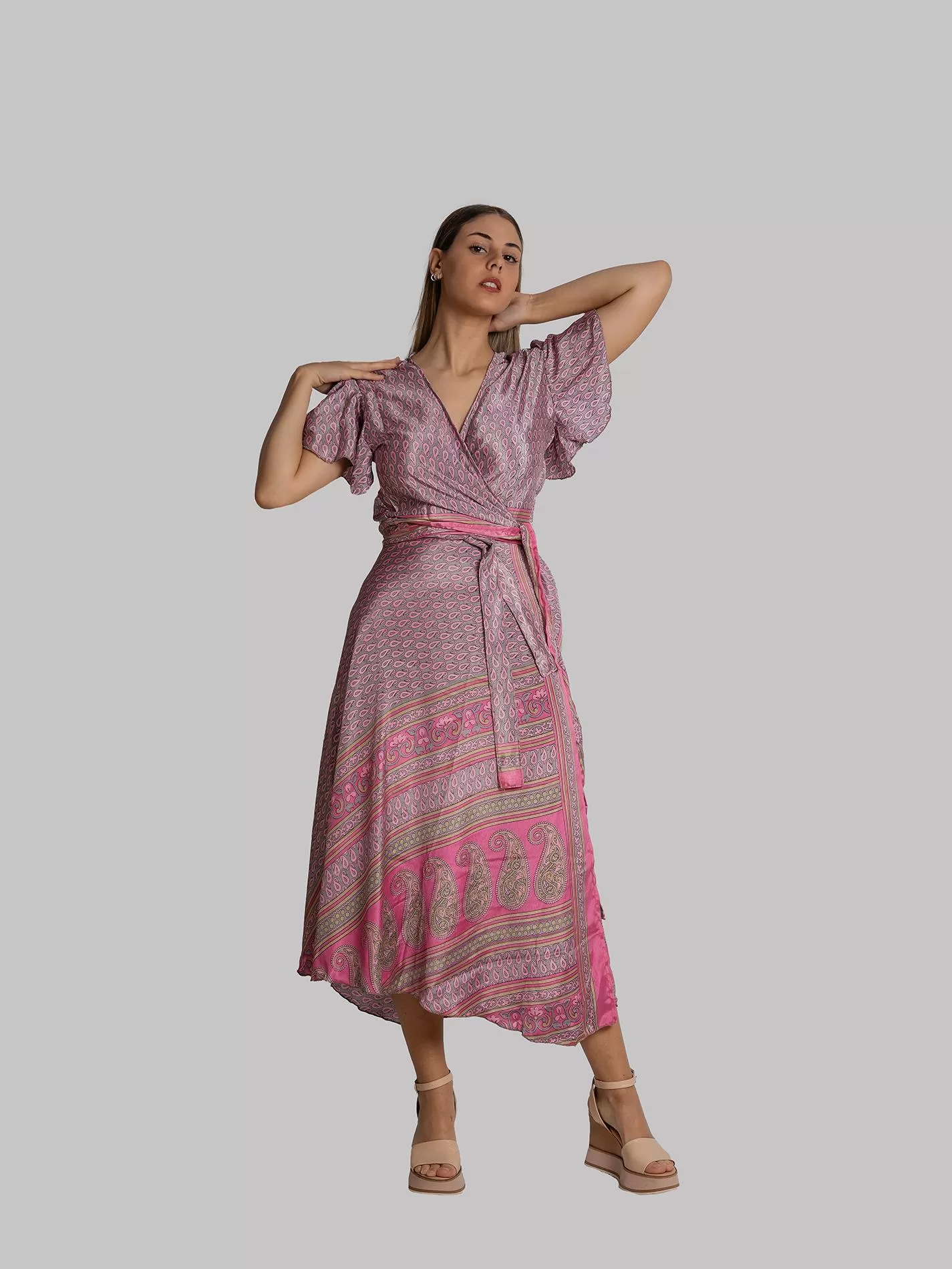 Wrap top e Gonna a Portafoglio rosa - Manali