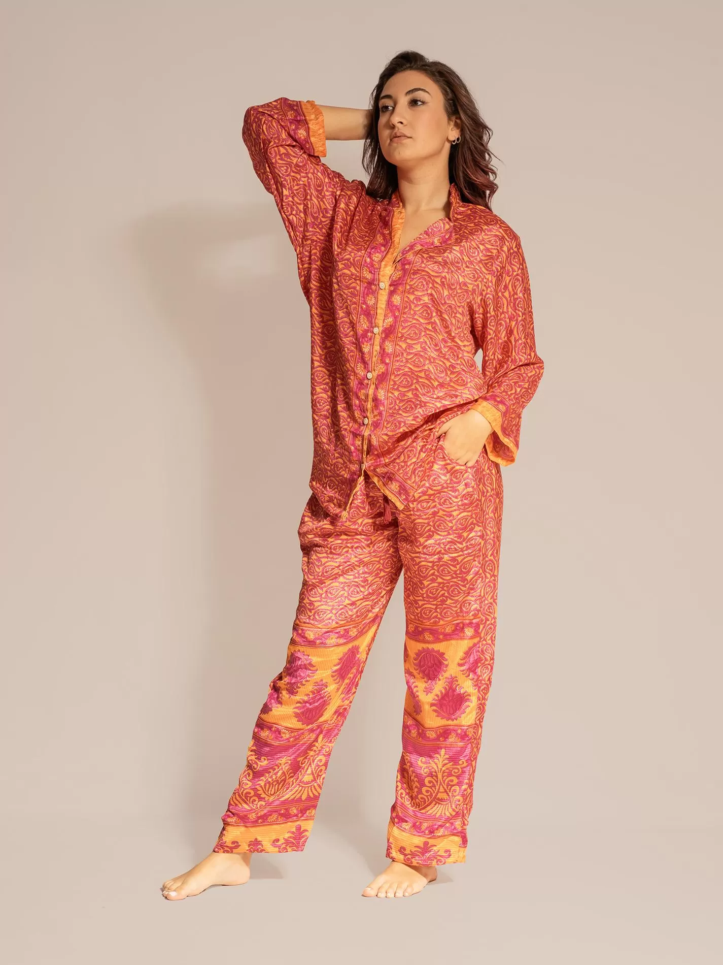Pigiama in Sari LXL - arancione e rosa