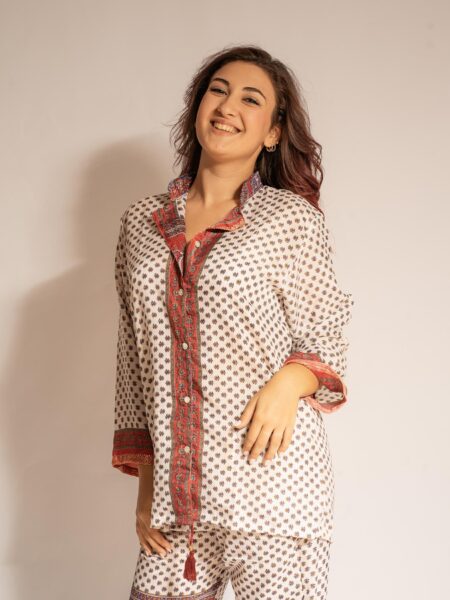 Pigiama in Sari LXL - bianco e rosa (2)